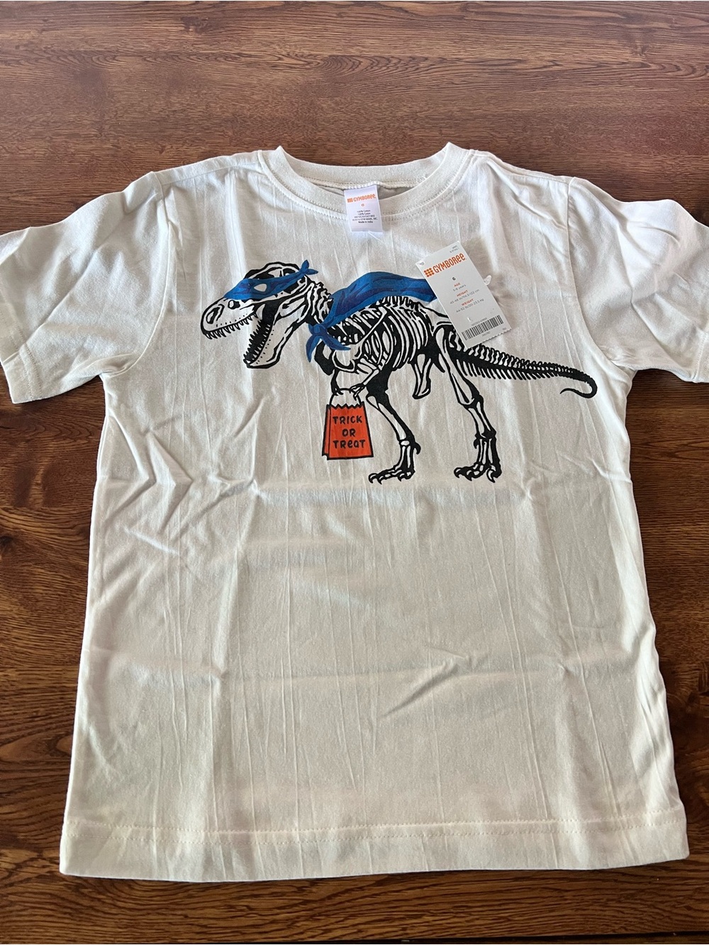 Gymboree Size 6 Dinosaur Skeleton Halloween T-Shirt